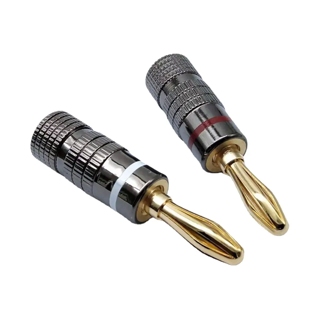 1Pcs New HIFI BANANA PLUGS 24K Gold-plated 4MM Banana Connector with Screw Lock For Audio Jack Speaker Plugs Gun Metal