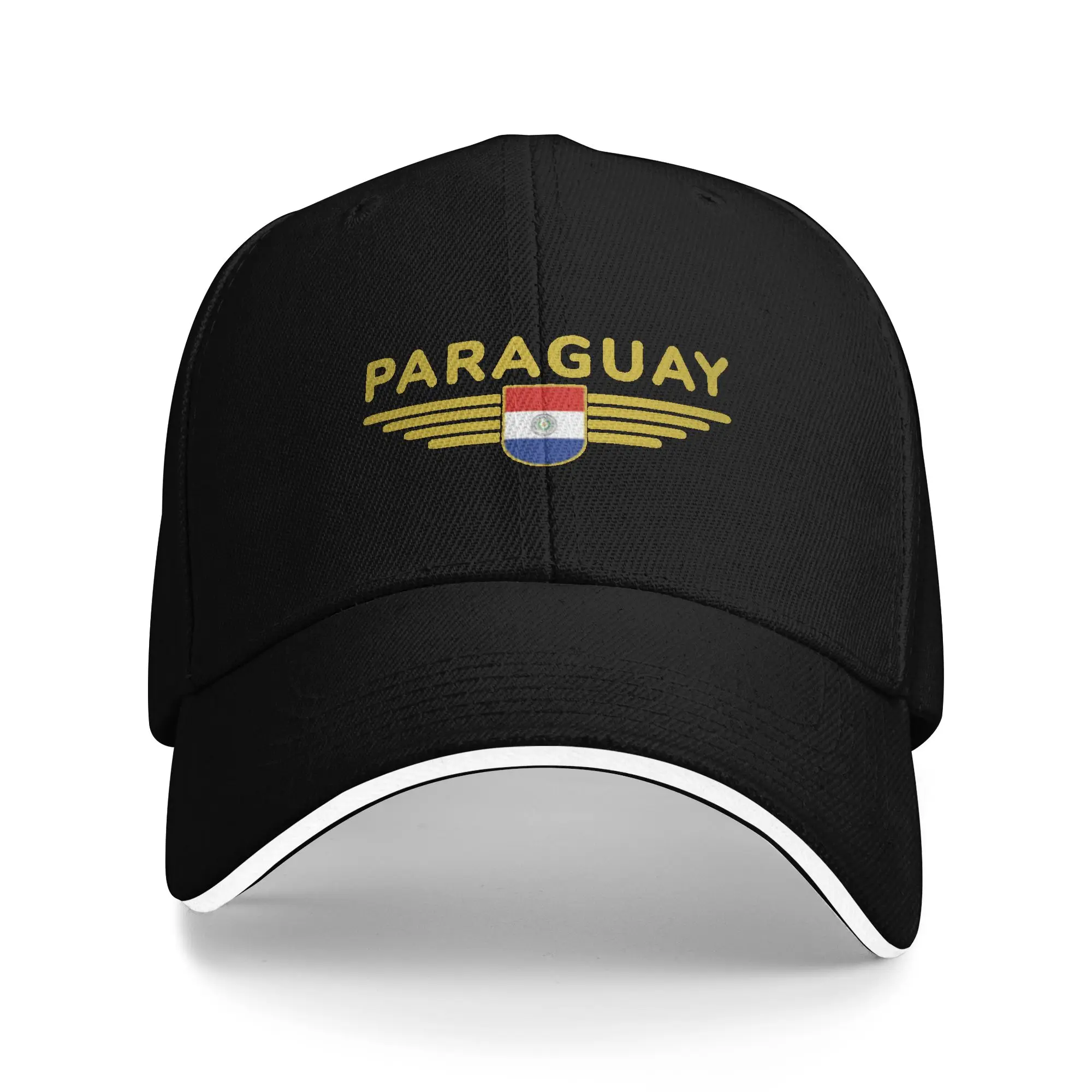 Fashion Golden Paraguay Flag Wings Ladies Baseball Caps  Mens  Personalized Hip Hop Trucker Cap Female Pool Party Sun Hat