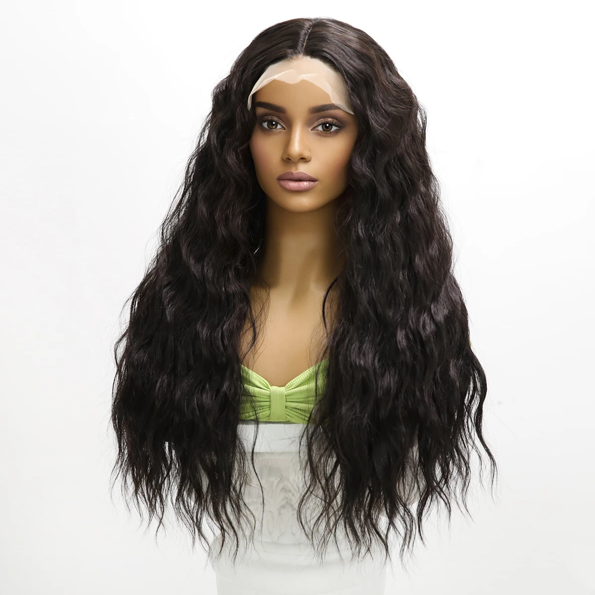 Daily Cosplay Lace Wig Black Natural Fluffy Women's Wig Long Hair Curly Hair Synthetic Fiber Party Women's Wig