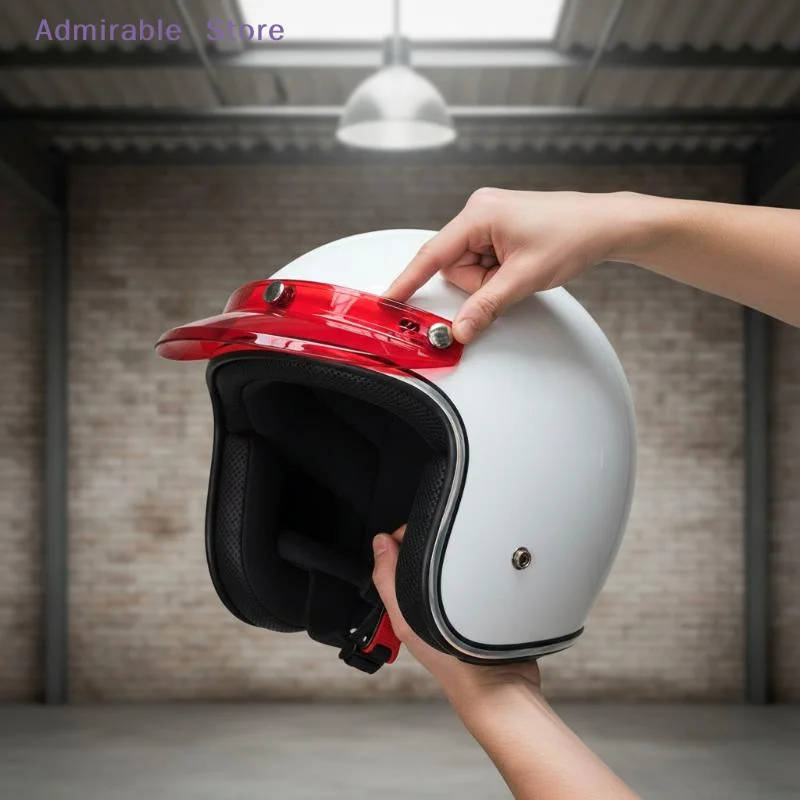 1Pcs 3 Snap Motorcycle Jet Helmet Visor Windproof Sun Shield Brim for Highway Motorbike Commuting Accessory