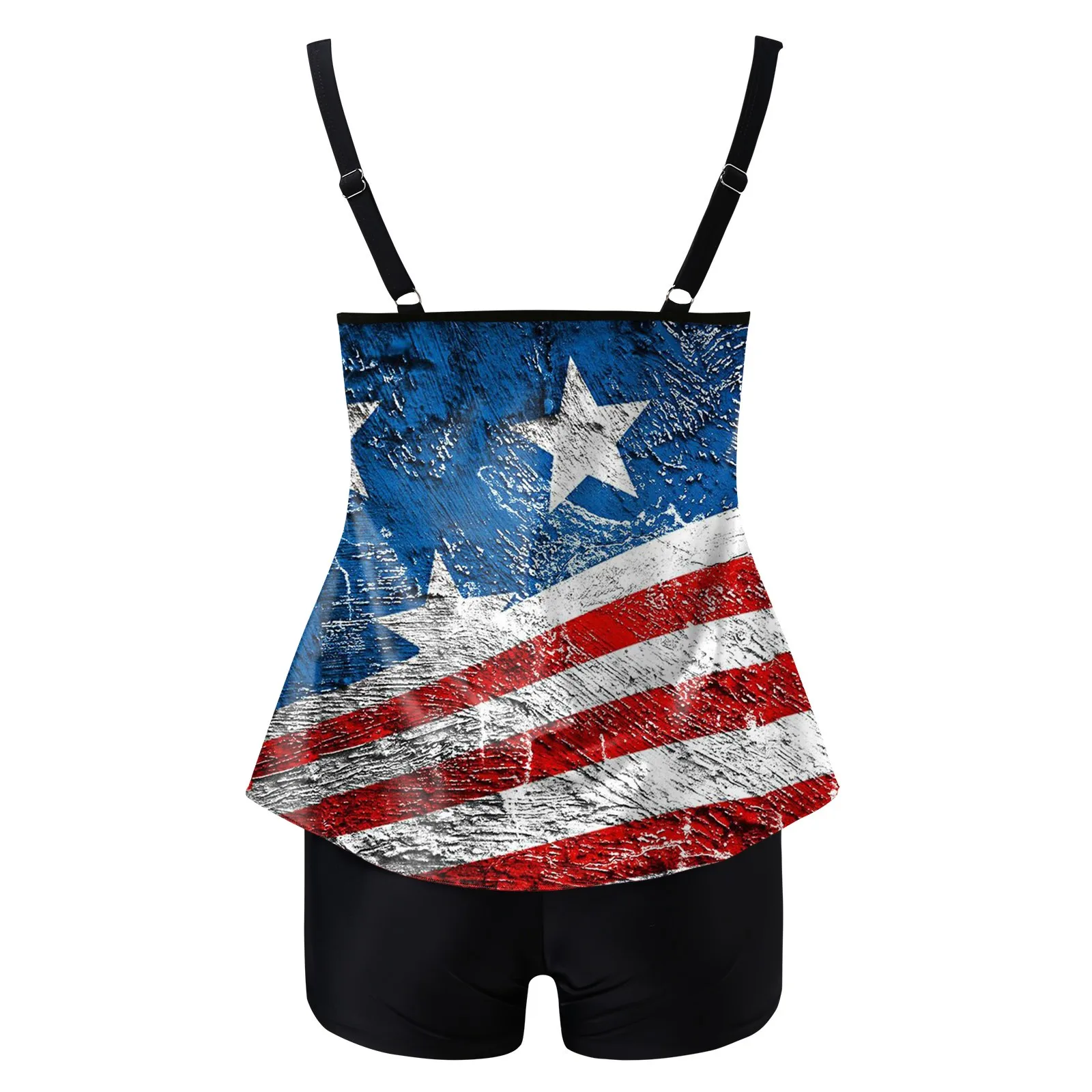 Independence Day For Women's American 4th Of July Print Strappy Back Tankini Set Two Piece Bathing Suit Swim Shorts for Women