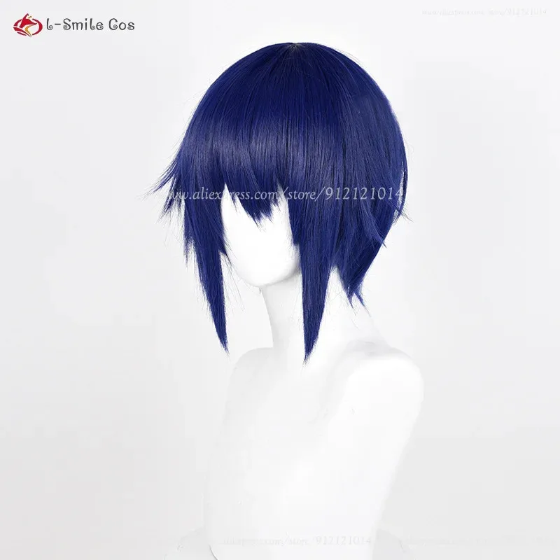 

CyAnime Tsukiyomi Ikuto Cosplay Wig 30cm Short Blue Wigs Heat Resistant Synthetic Hair Halloween Party Wig + Wig Cap