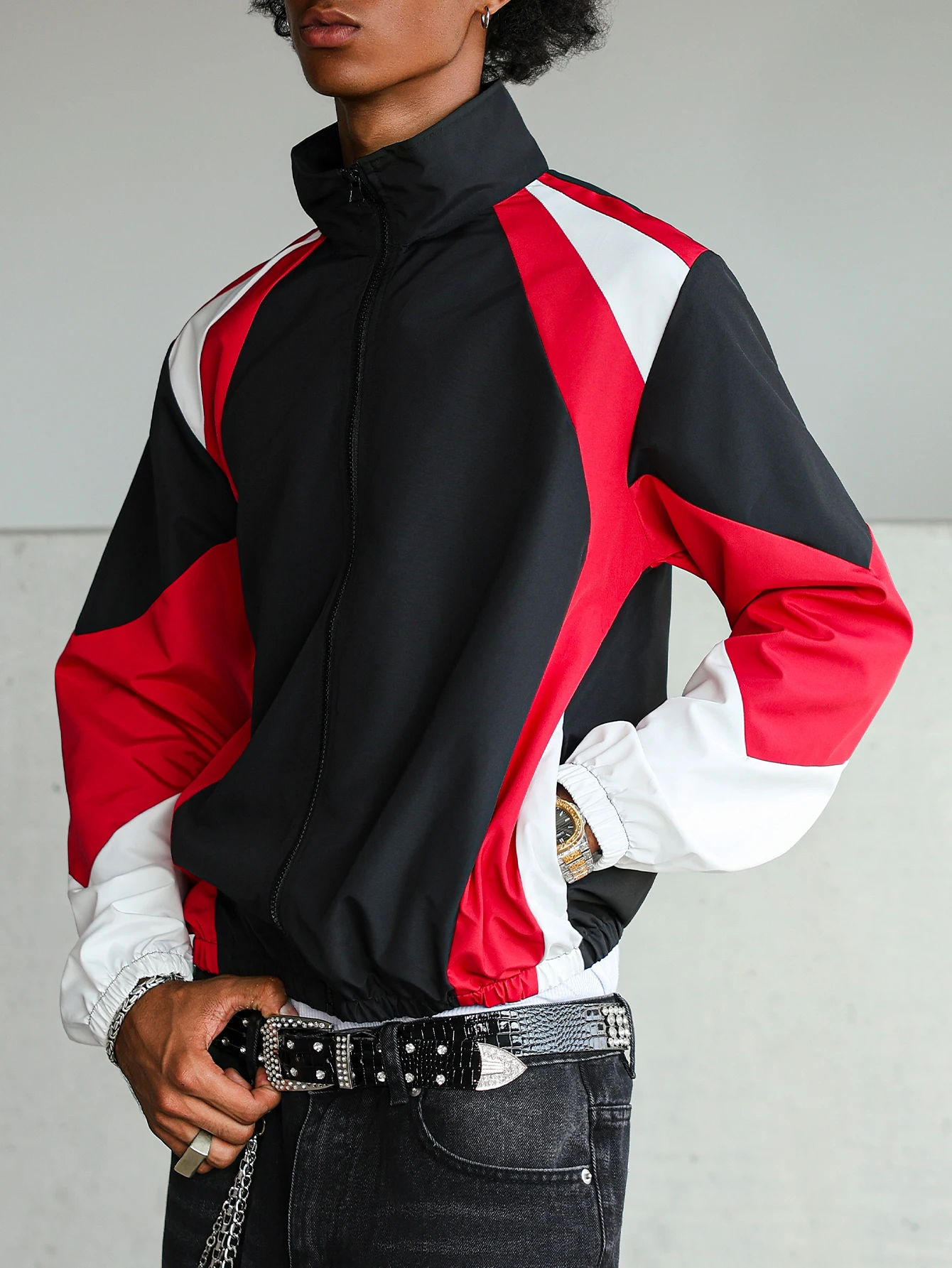 Herren Farbblock-Jacke, Leichtgewichtig, Lässig, Reisegeeignet, Winddicht und Verschleißfest, Hochwertiger Stoff, Geschenk für den Freund – Detail 2