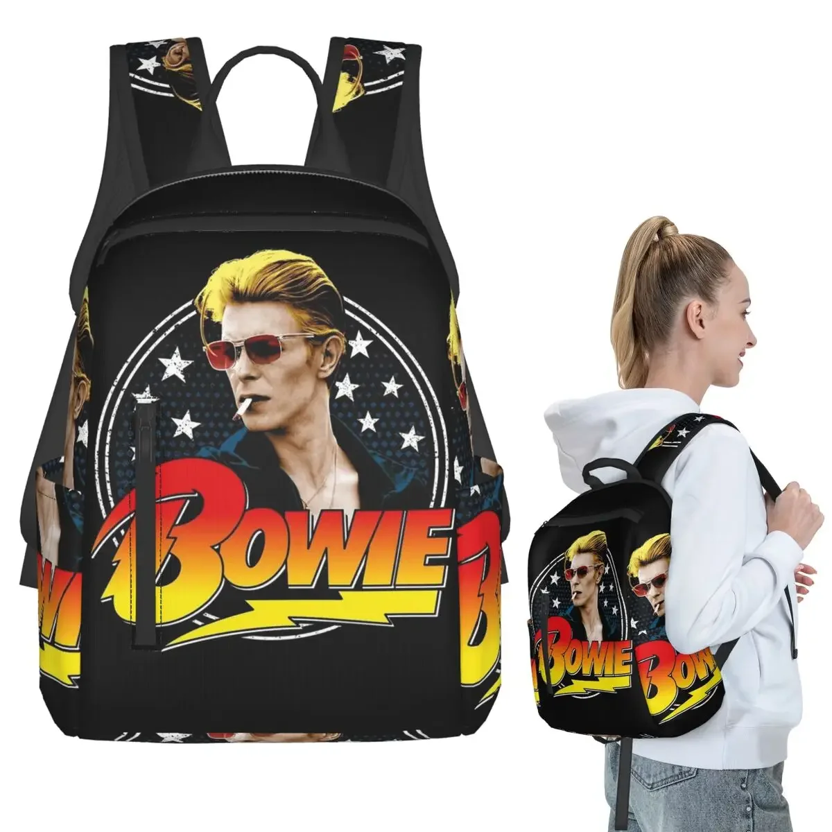 

Davids Bowied Backpack Student Boys Girls BookBag Kids School Bag Computer Shoulder Bags for Men Women