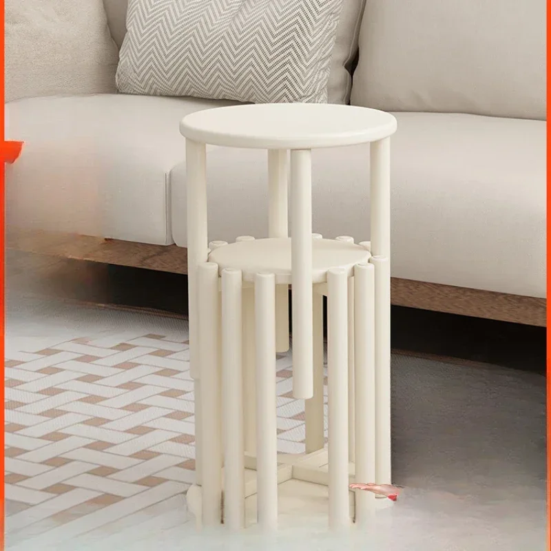 Solid wood household spare stool, can stack light luxury high-end dining table, bench round stool small size can store chairs