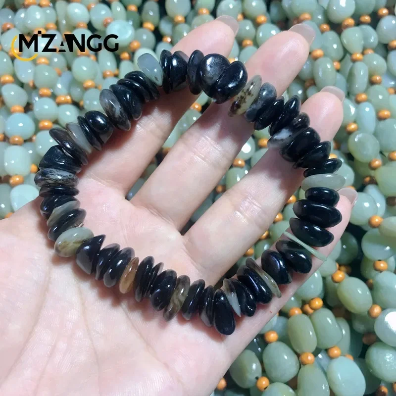 Natural Hetian Jade Original Stone Bracelet Men and Women Sprinkle Gold Leather Beads Exquisite Fashion Jewelry Holiday Gifts