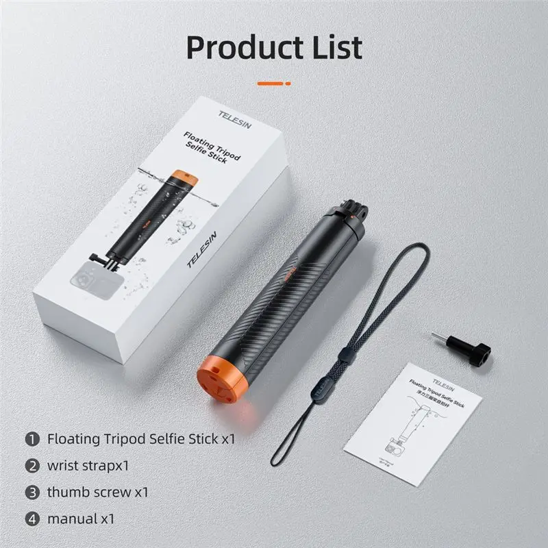 TELESIN Underwater Buoyancy Bar Diving Selfie Stick Tripod For Gopro For DJI OSMO Action Camera Accessories