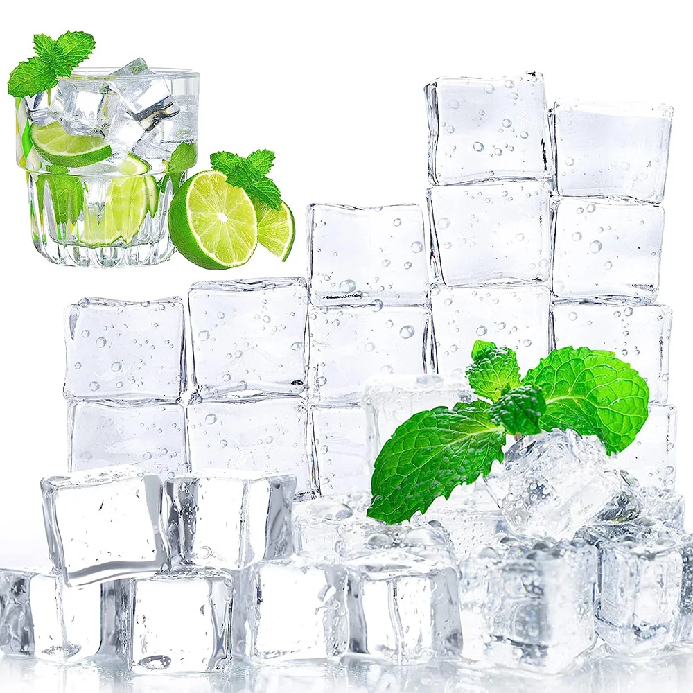 Reusable Fake Ice Cubes Highly Transparent Artificial Ice Cubes for Photography Accessories Props Decoration