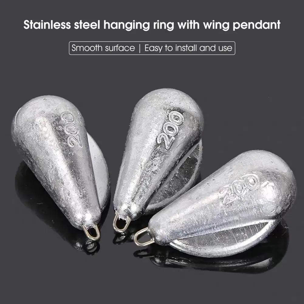 Solid Fishing Sinker Quick Sinking Hard Water Drop Fishing Lead for Angling Wing Design Fishing Sinker Lead Sinker With Ring