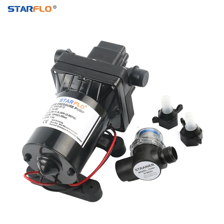 

STARFLO SF42-55-12 11.3LPM 55PSI Knapsack Self Priming 4 Chamber Diaphragm Electric High Flow Rate Power Portable Motor Pump