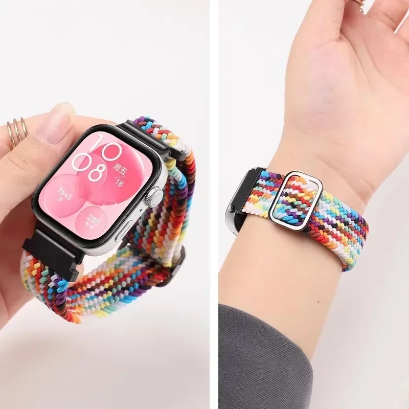 حزام حلقة منفرد مضفر لساعة Huawei Watch Fit 3، سوار بديل من النايلون الرياضي قابل للتعديل، ملحقات Huawei Fit 4 Pro Band