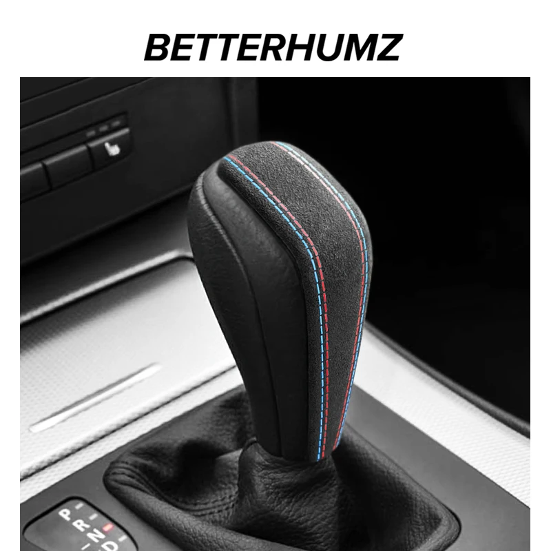 Betterhumz For BMW E90 E60 E87 E92 E91 E61 X1 X3 X5 Gear Shift Knob Cover ABS Trim Car Made of Alcantara Interior Accessories