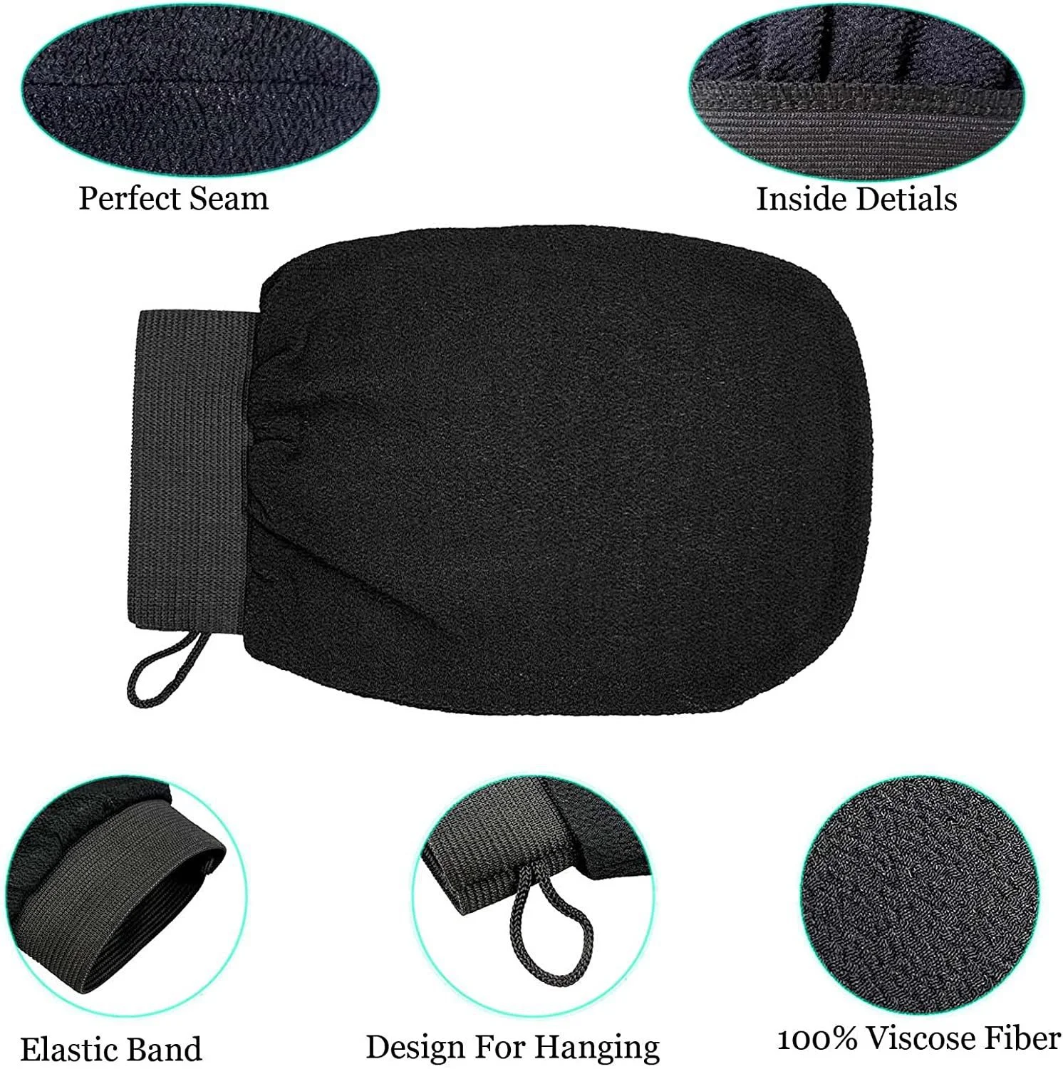 قفاز تقشير للجسم والوجه - مقشر للاستحمام والدش للتنظيف العميق وإزالة الألوان والتدليك #4