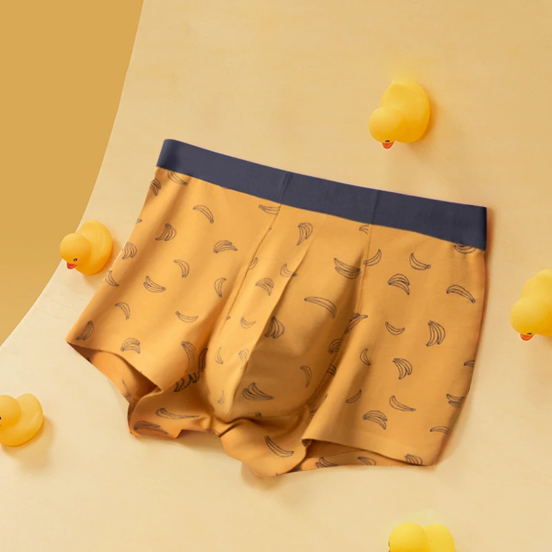 3pcs New Man Underwear Boxers Banana Printing Cotton Modal Mixed Fabric Comfortable 3D U Shape Pouch Under Panties Men Shorts