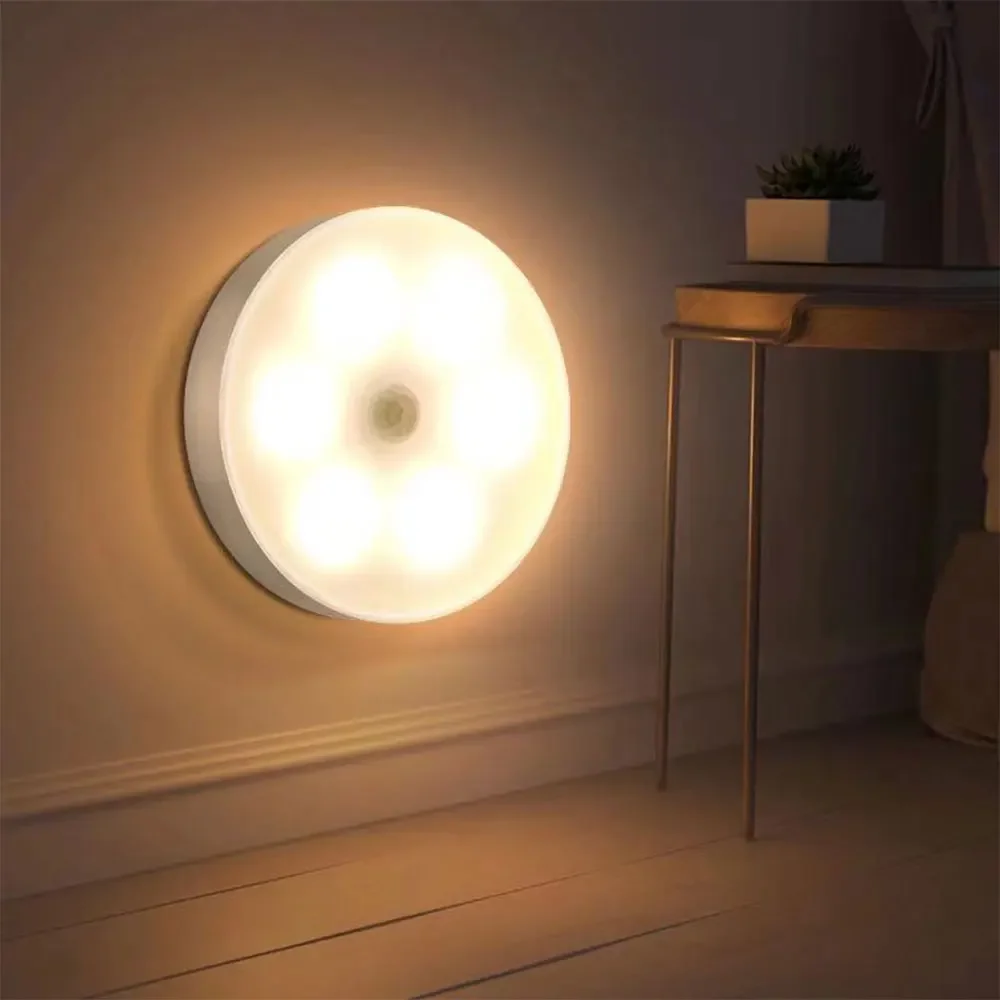 8 Beads Wall Lamp USB Rechargeable Human Body Infrared Sensor Night Light for Bedroom Stair Toilet