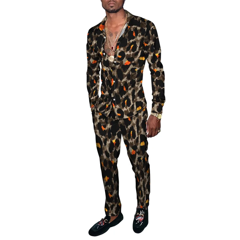 Animal Zebra Leopard Pattern 3D Print Men Harajuku Style Clothing Suits Tracksuit Male Shirts+Long Pants 2Pcs Sets Oversized 4XL