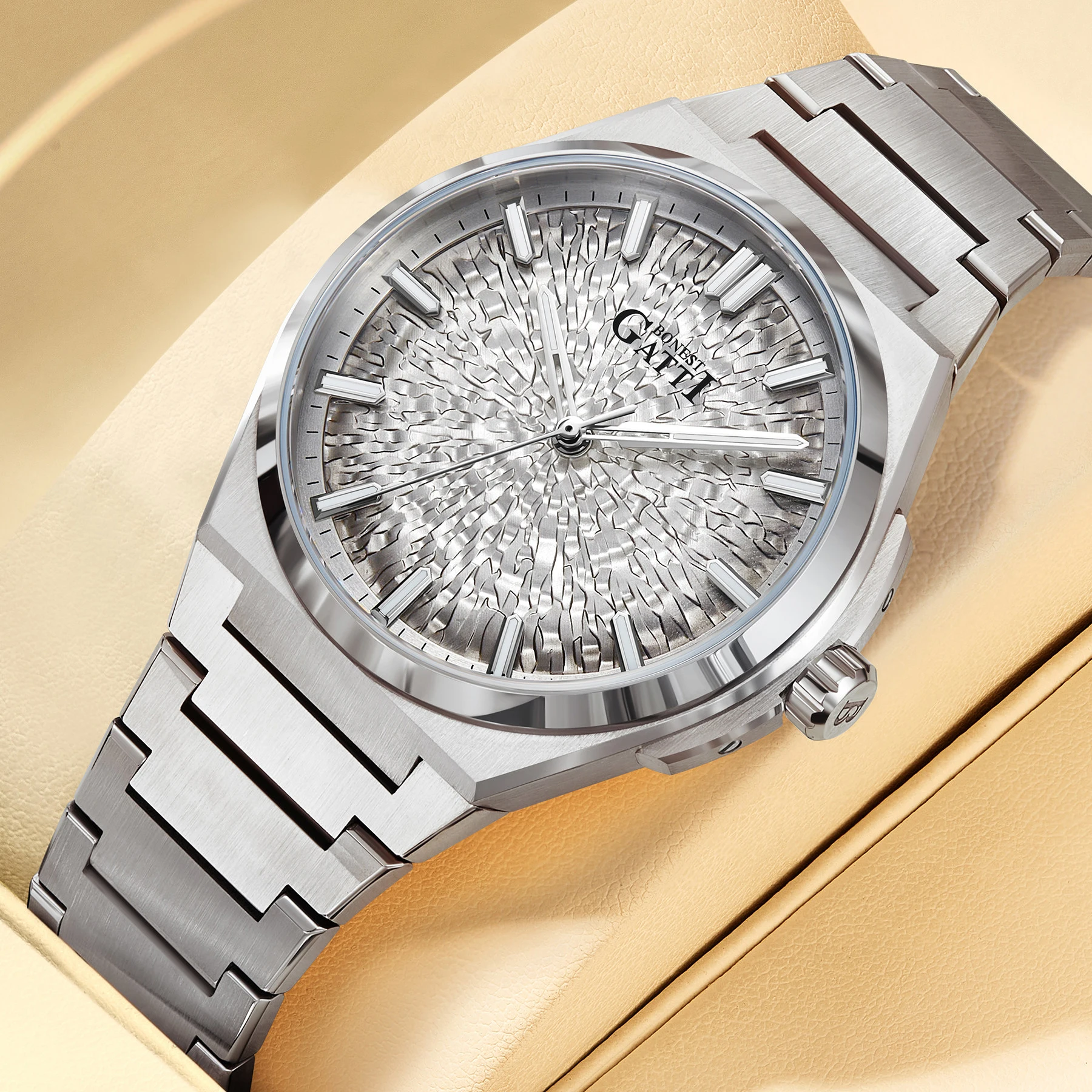 

Мужские автоматические часы BONEST GATTI, 41 мм, механические наручные часы, водонепроницаемые до 50 м, с сапфировым стеклом, светящимся циферблатом с гравировкой