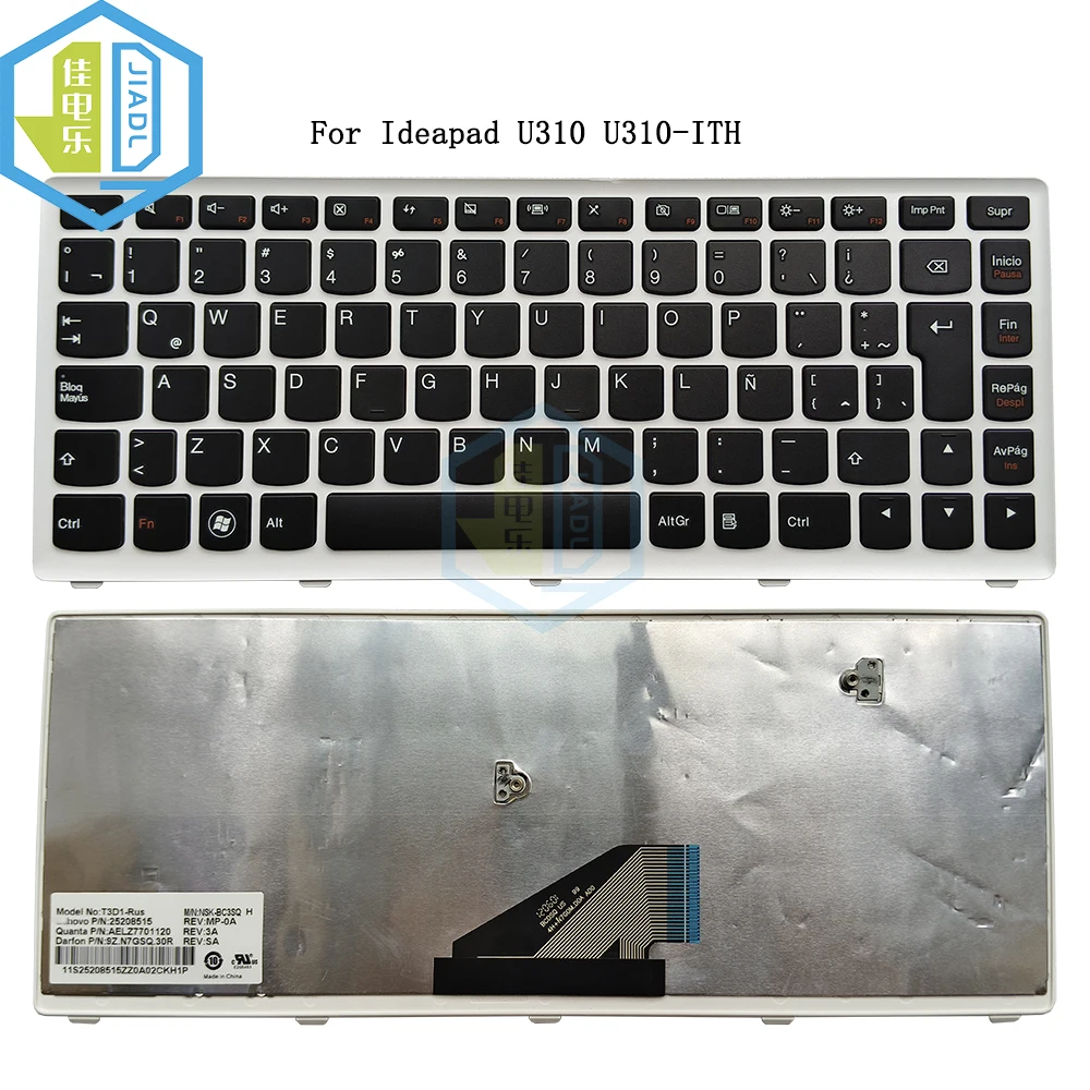 Russian Latin Spanish White Frame Keyboard For Lenovo Ideapad U310 Touch U310-ITH Notebook Keyboards T3D1-SPA RUS 9Z.N7GSQ.30R