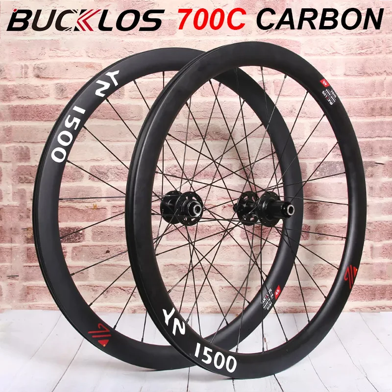 

BUCKLOS 700C Carbon Bicycle Wheelset 45/50/57mm Disc Clincher Racing Road Bike Wheelset12*100mm 12*142mm Thru Axle Wheel Rim