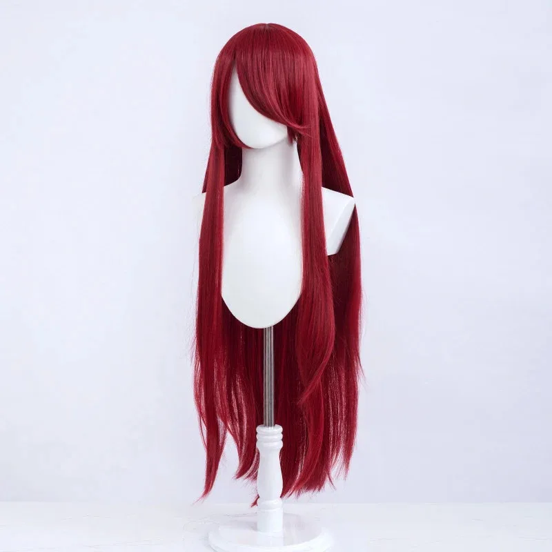 

vivi 2025 100cm Long Wine Red Uzumaki Kushina Heat Resistant Full Bangs Synthetic Hair + Wig Cap