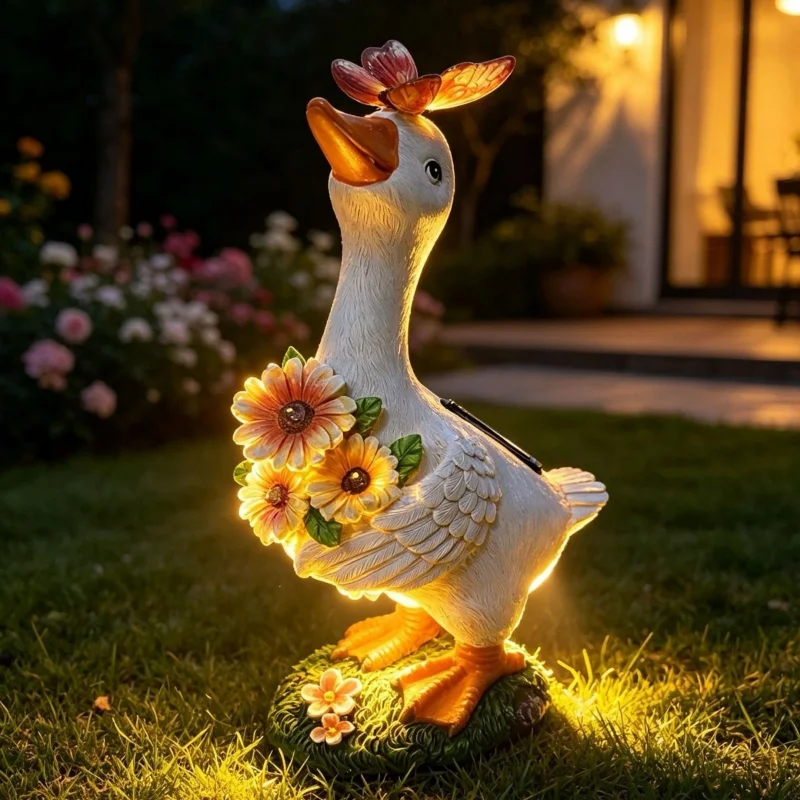 Solar Duck Model Simulation Craft Creative Garden Decoration Outdoor Courtyard Landscape Decoration Solar Duck Decoration