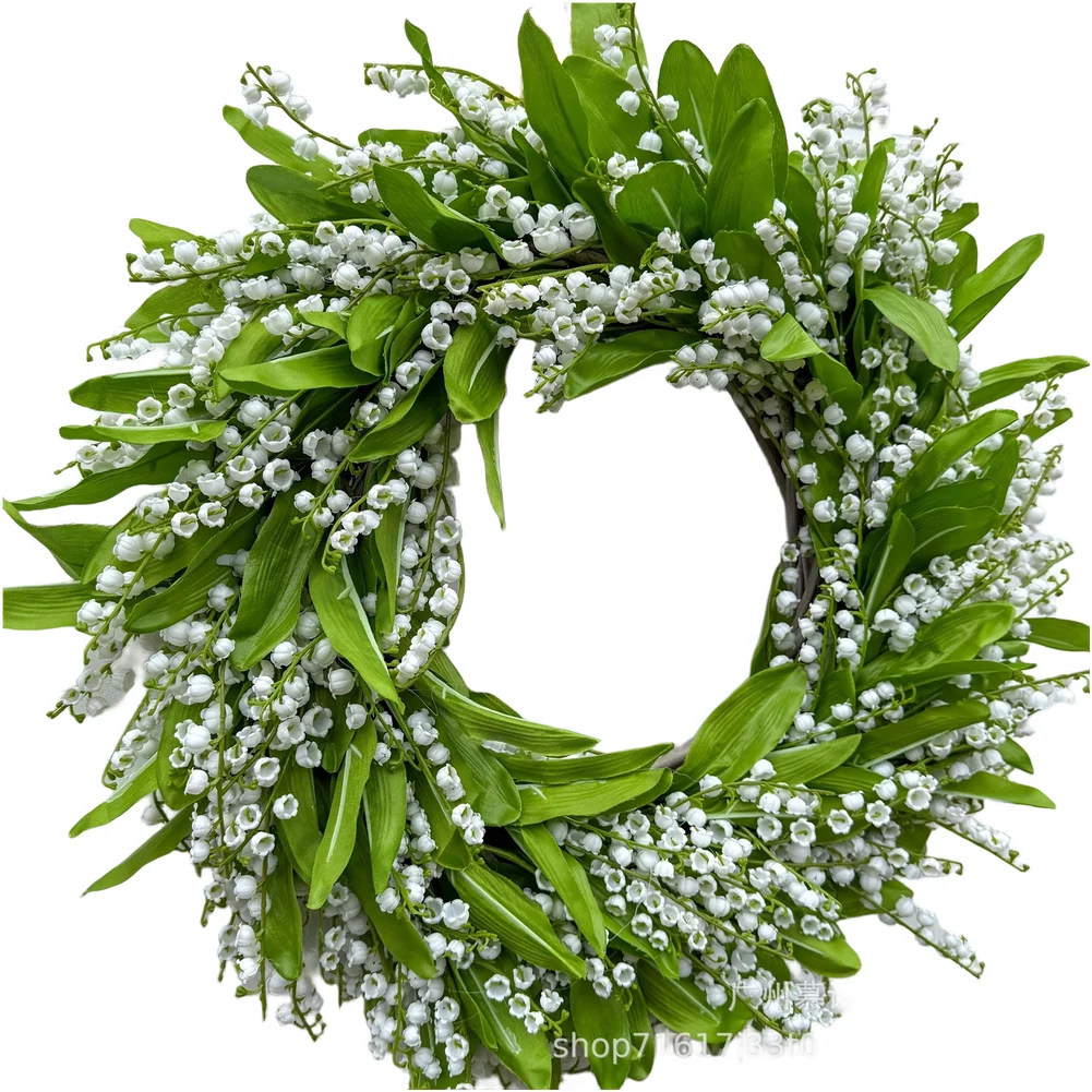 for lily of the Valley and Berry Wreath 45cm Green Made of Plastic Silk Cloth and Wire Mesh for Indoor Outdoor Hanging Display