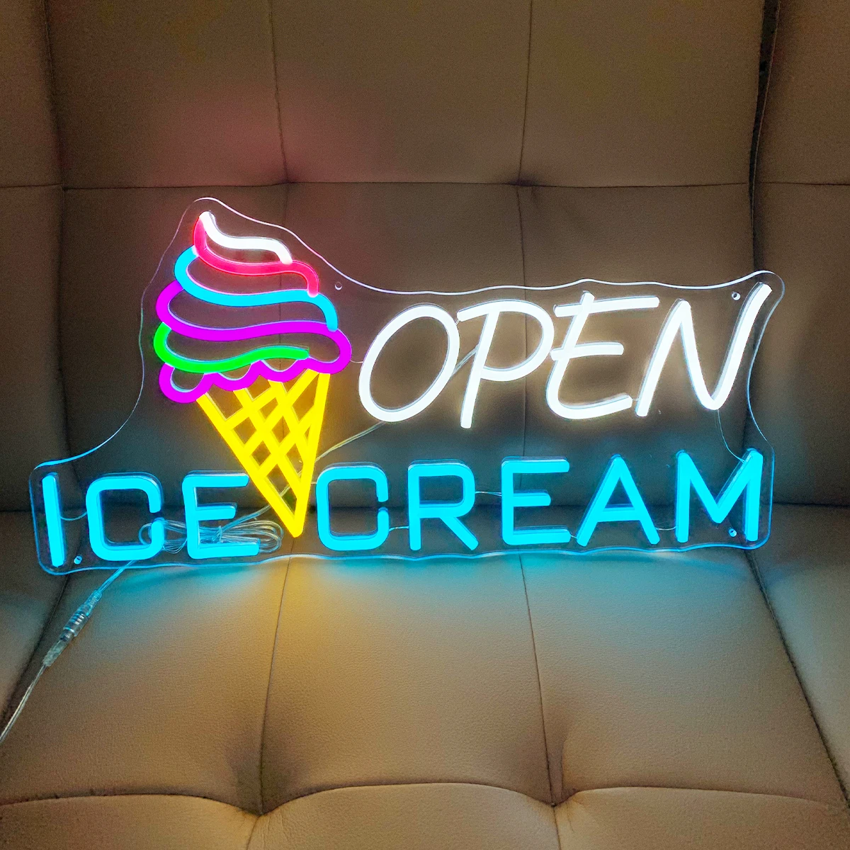 Ice Cream Open styling neon sign custom apply shop license shop decorative pattern atmosphere neon sign let your shop unique