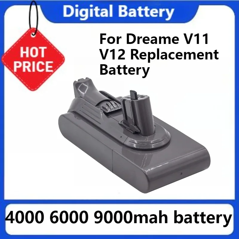 For Dreame V11 V12 Replacement Battery Handheld Cordless Vacuum Cleaner Accessory 21.6V 4000 6000 9000mah Battery
