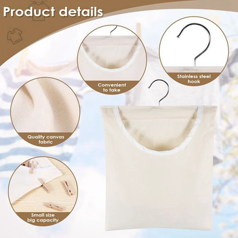 BAAG-Borsa per mollette per bucato, borsa appendiabiti per mollette in tela semichiusa, organizer per riporre oggetti da appendere per bucato
