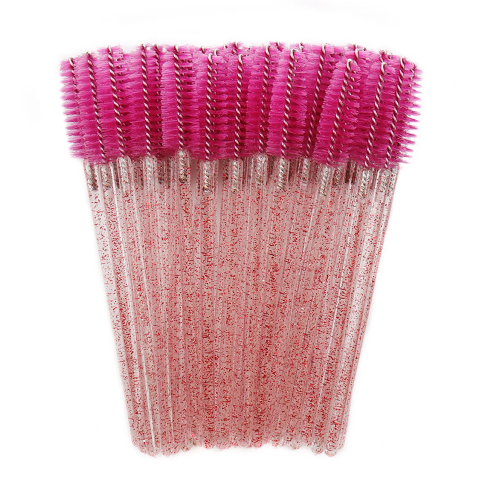 Escova de cílios colorida multiuso, 50 peças, ferramenta de maquiagem de cílios, haste espiral de cristal, presente para mulheres elegantes e meninas