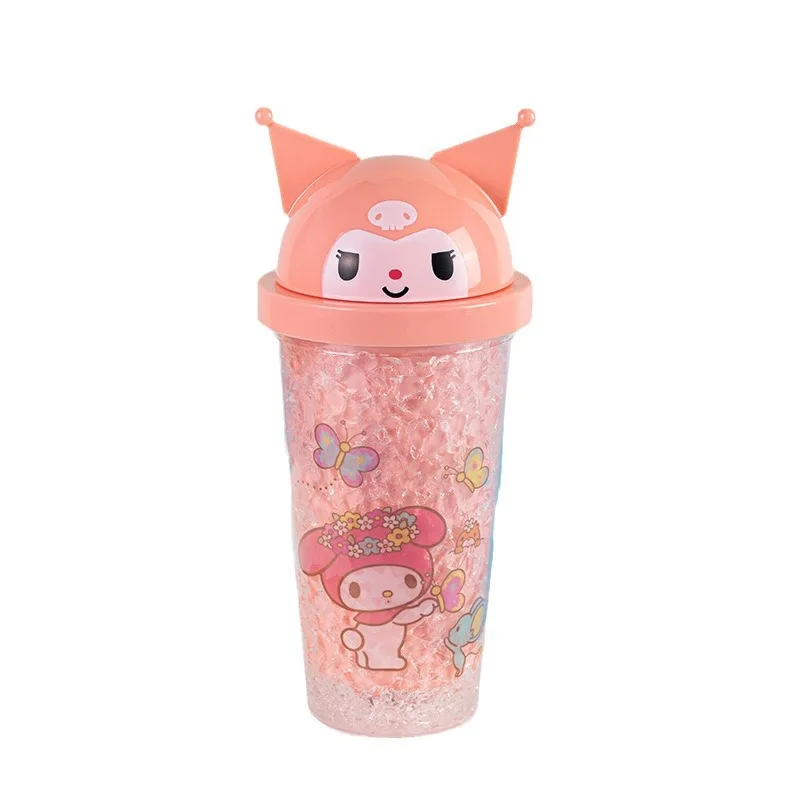 450Ml Anime Sanrio My Melody Kuromi Straw Cup nuova tazza di ghiaccio a doppio strato di grande capacità con tazza d'acqua portatile per bambini leggera