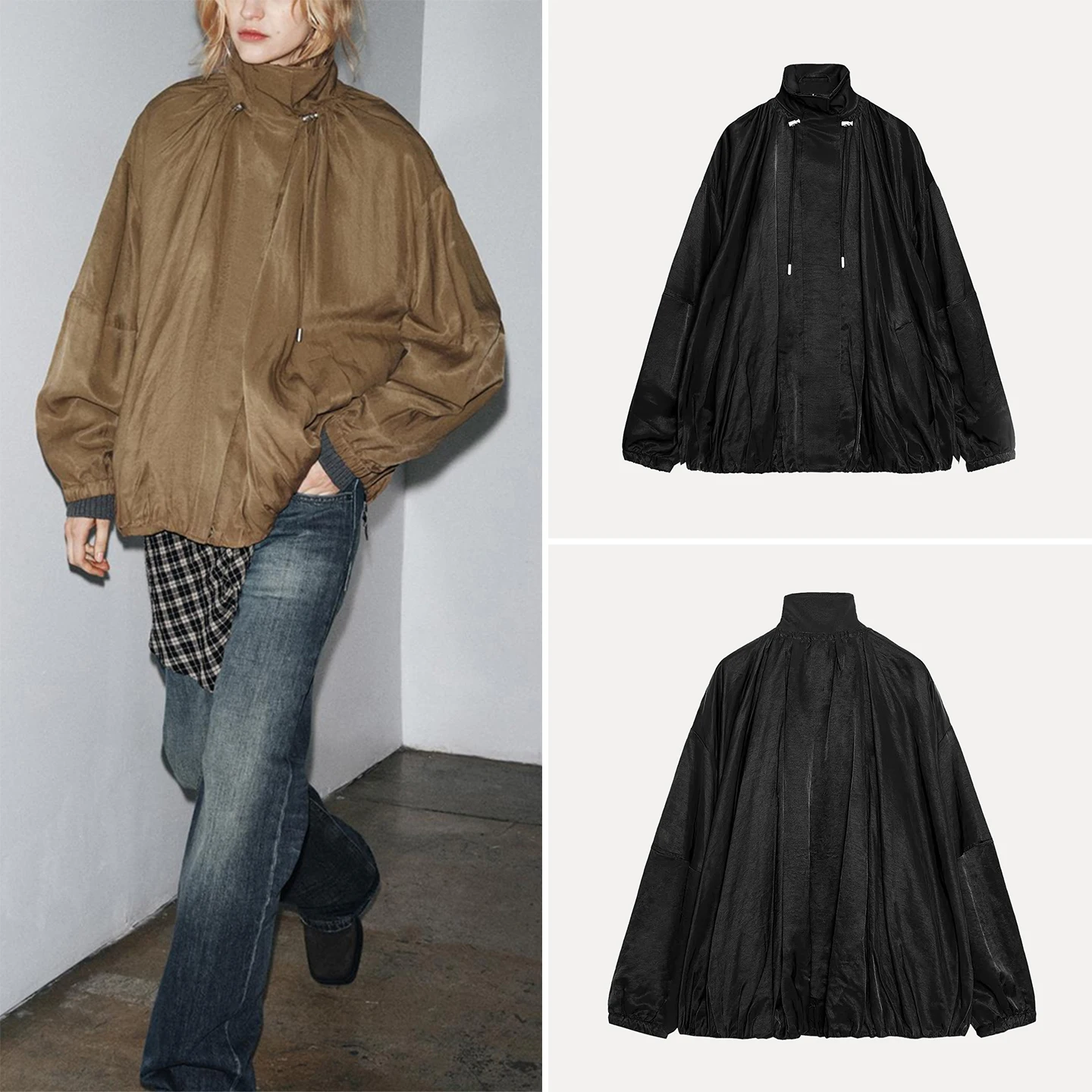 

Casual Sle Pilot Jaet Women's Faion Personalized Outerwear Z Brand Stand Fit ort Coat Autumn New Arrival