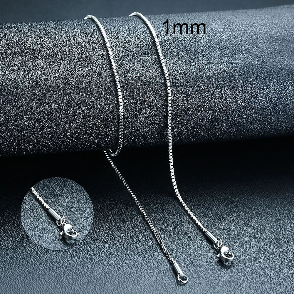 Klassische 1/2/3mm Breite Runde Box Kette Edelstahl Halsketten für Männer Lichtecht Platz Rolo Link Ketten Halsband Punk Schmuck – Detail 7