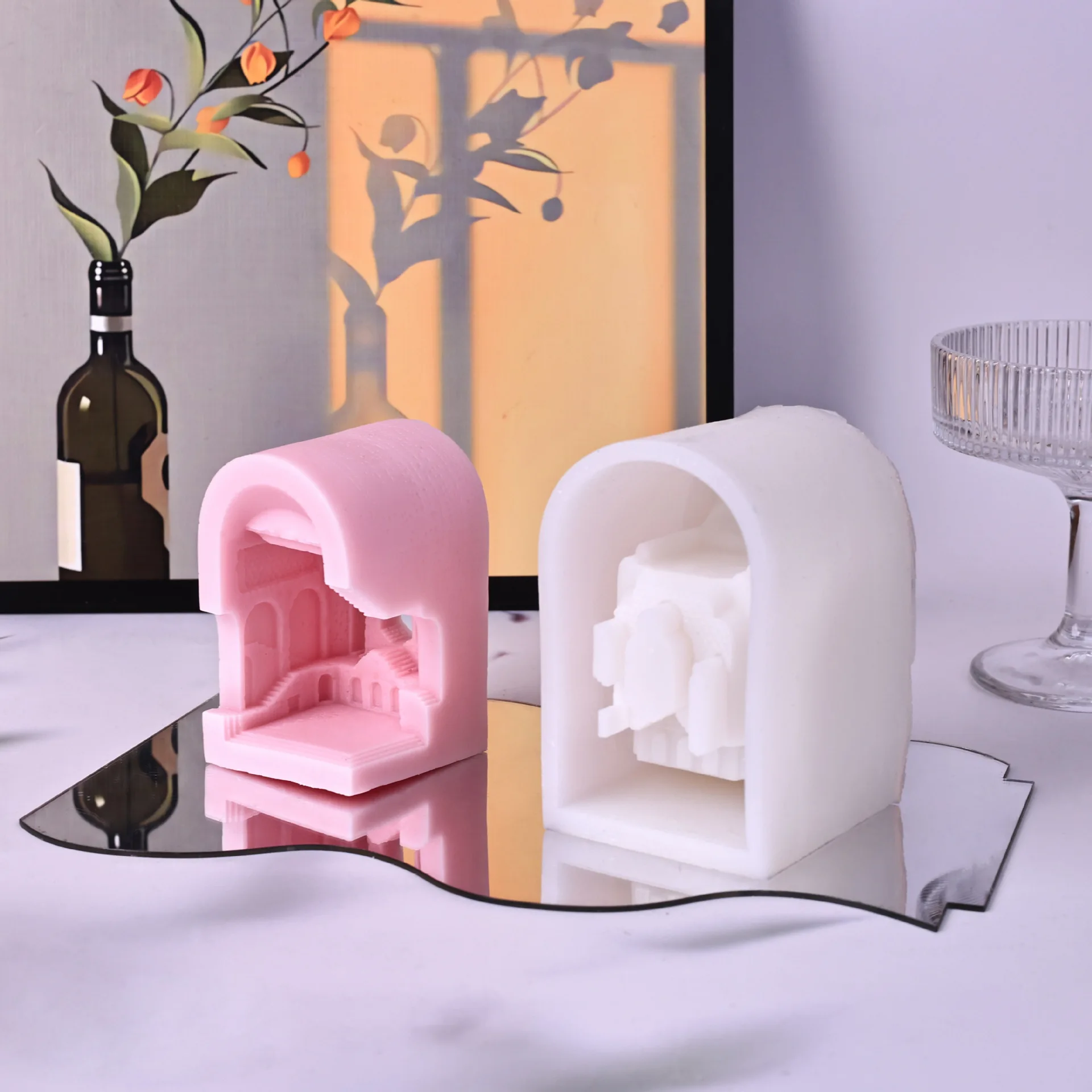 Vintage Palace Aromatherapy Plaster Candle Silicone Mold Decoration DIY Handmade Diffuser Stone Gift Making Moulds