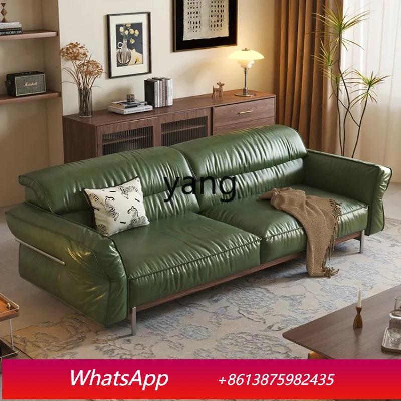 LT black walnut solid wood medieval first-layer cowhide sofa living room modern simple single sofa