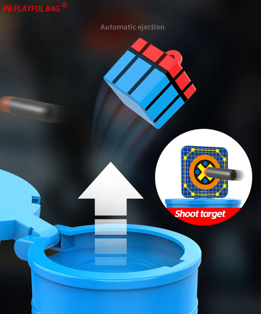Jogo de tiro ejeção barril de óleo alvo vermelho azul disponível ejeção airdrop caixa brinquedo alvos arma entretenimento qj45