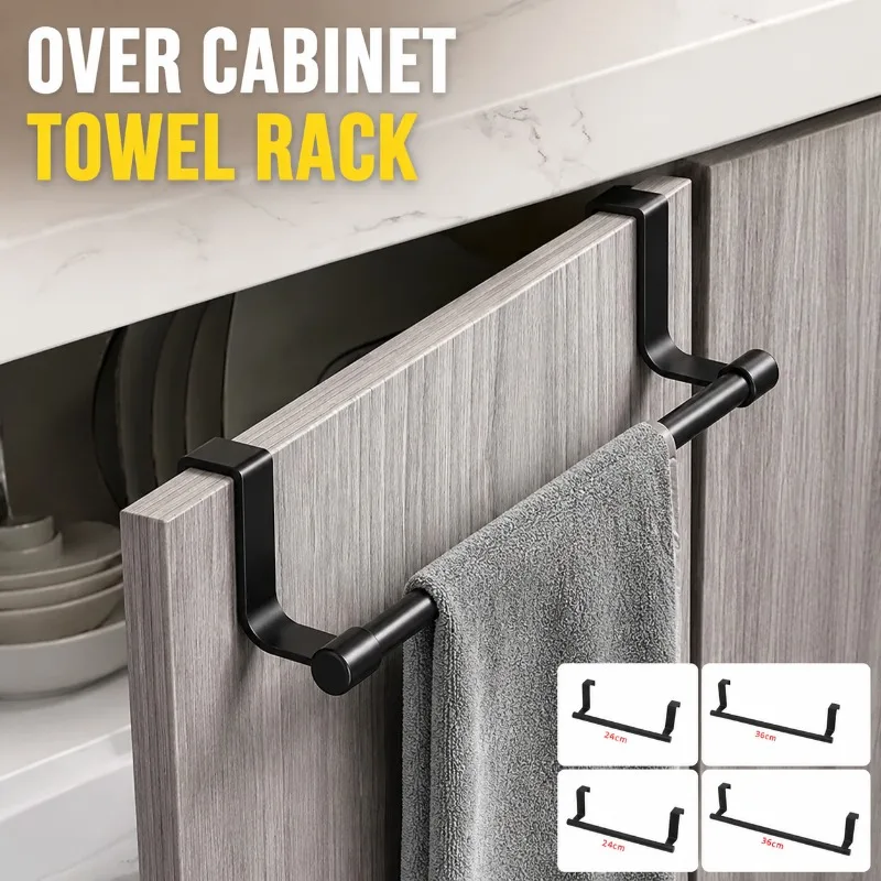 Punch-free Stainless Steel Single Towel Bar Wall Mounted Bathroom Bath Towel Rack Multi-purpose Storage Shelf for Kitchen