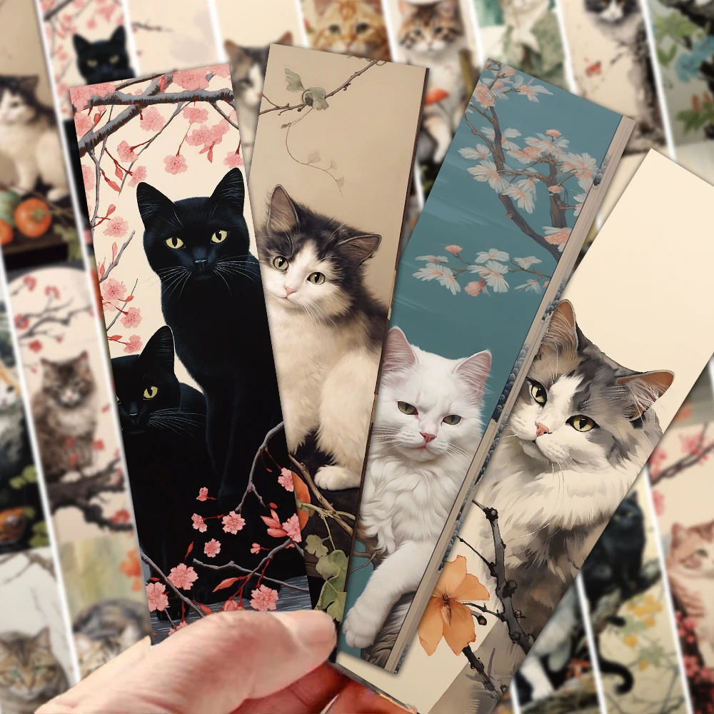 Imagem -03 - Japanese Cat Cartoon Bookmark Leitura Page Mark Titular da Página Suprimentos Estudante Cartão de Mensagem Decoração Animal Bonito 30 Pcs