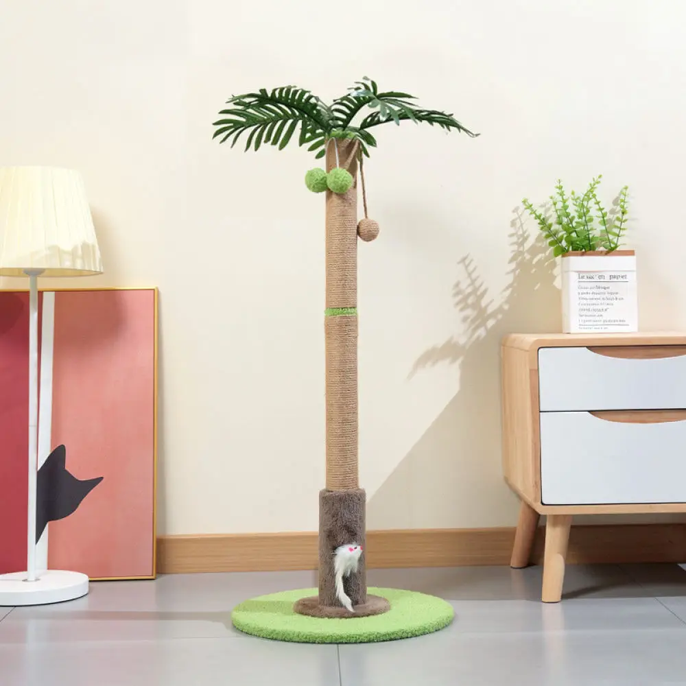 Stable Cat Scratching Post Sisal Scratcher Toy For Small Space Apartment Compact Climbing Tree Kitten Play Furniture Center