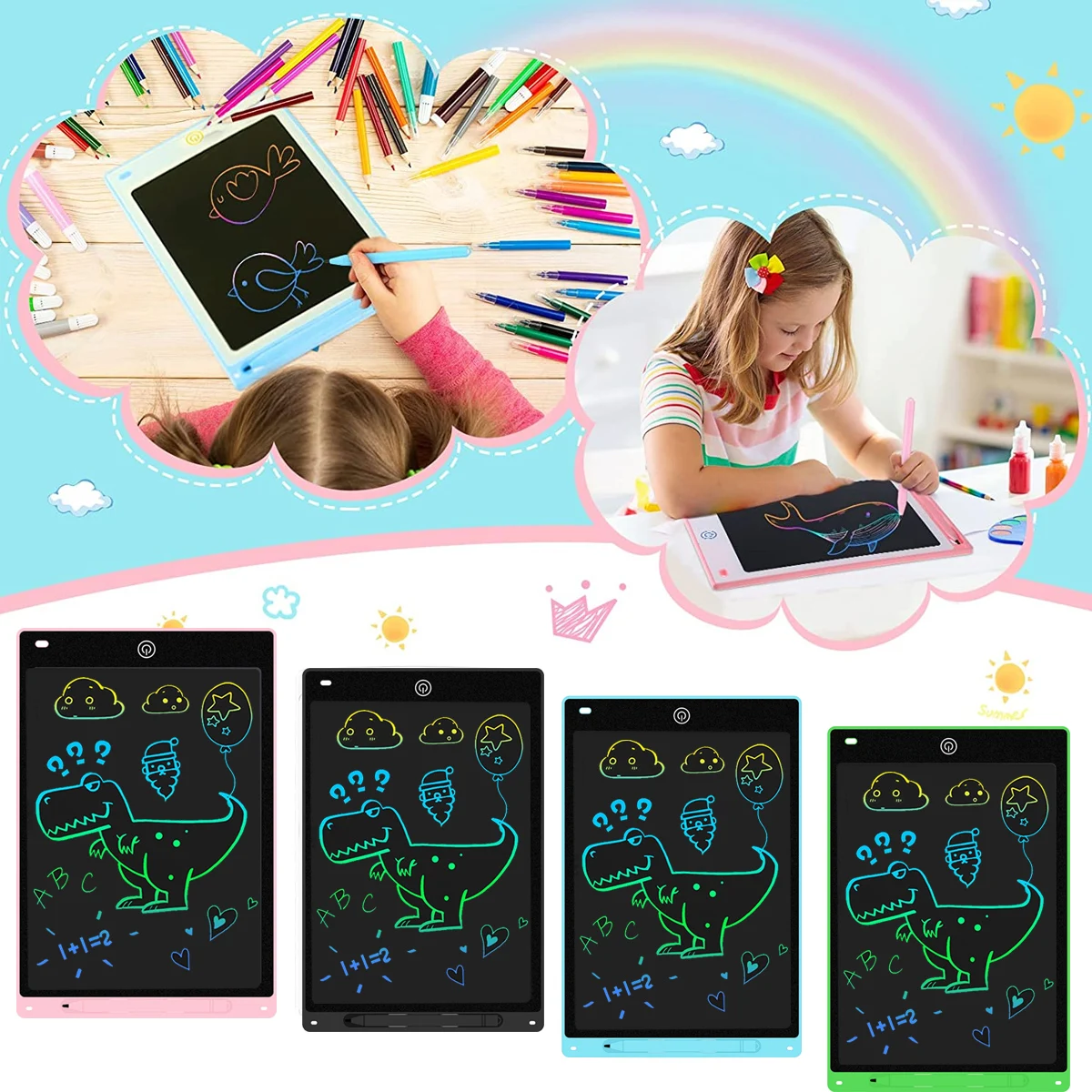 Tableta de escritura LCD de 8,5/12 pulgadas, tablero de garabatos, almohadilla de dibujo colorida, tableta de dibujo electrónica, regalos educativos para juguetes de niños