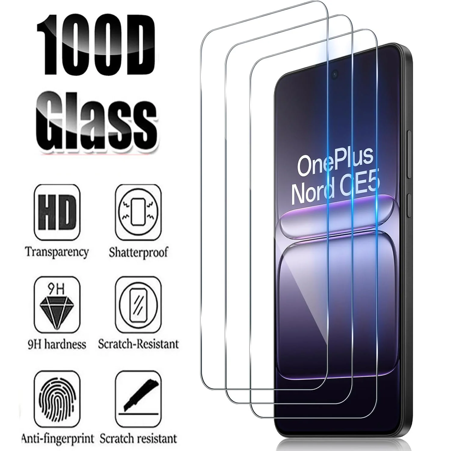 2/4Pcs 9H Screen Protector Glass For OnePlus Nord CE5 5G Tempered Glass Film