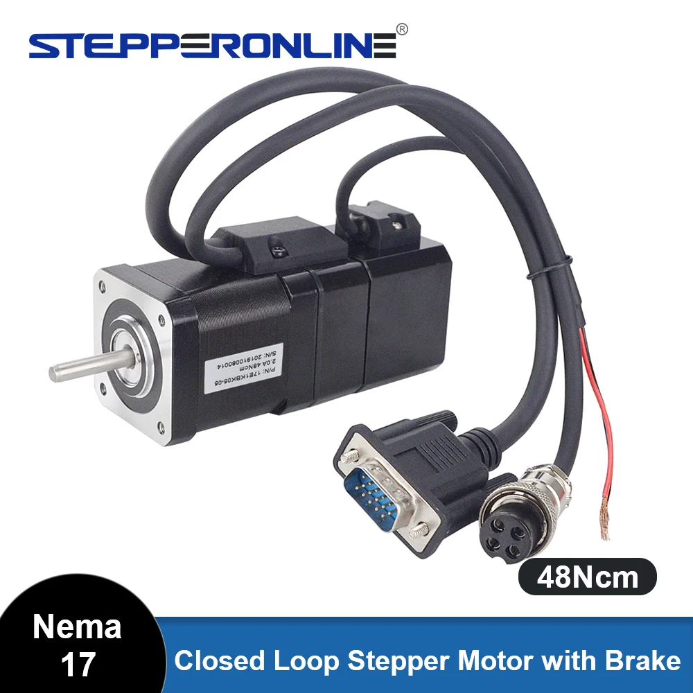 STEPPERONLINE Nema 17 Closed Loop Stepper Motor 48Ncm 2A with Electromagnetic Brake with Encoder CNC