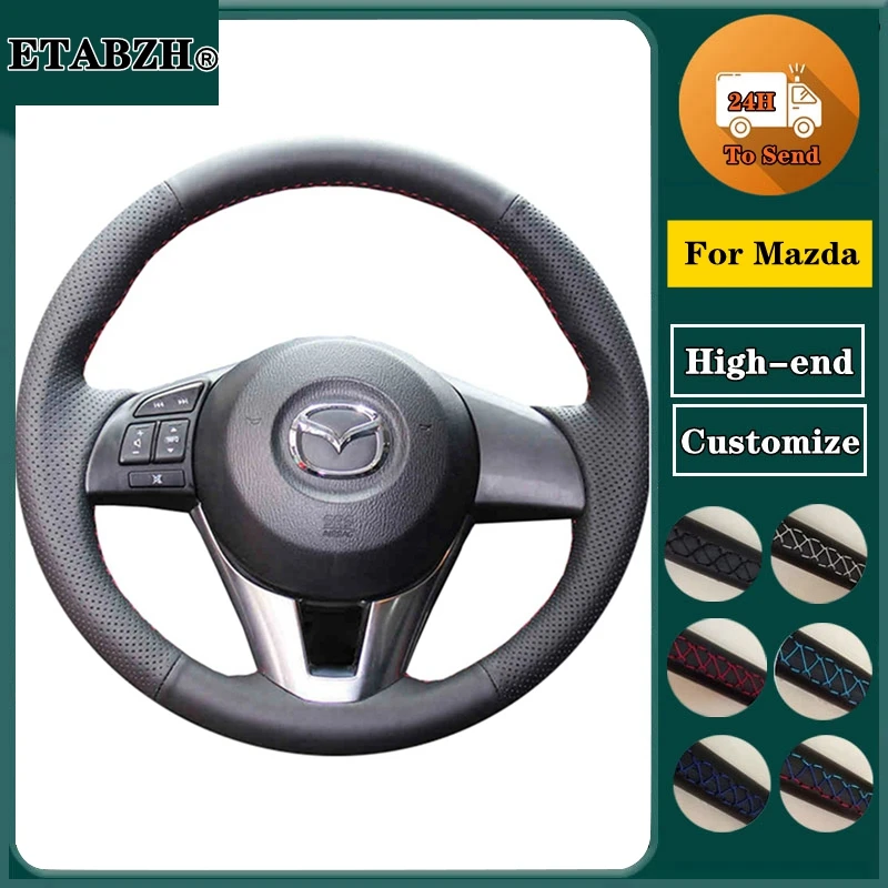 

Braid Car Steering Wheel Cover For Mazda CX-5 CX5 Atenza New Mazda 3 CX-3 2014-2016 Microfiber Leather Car Accessories