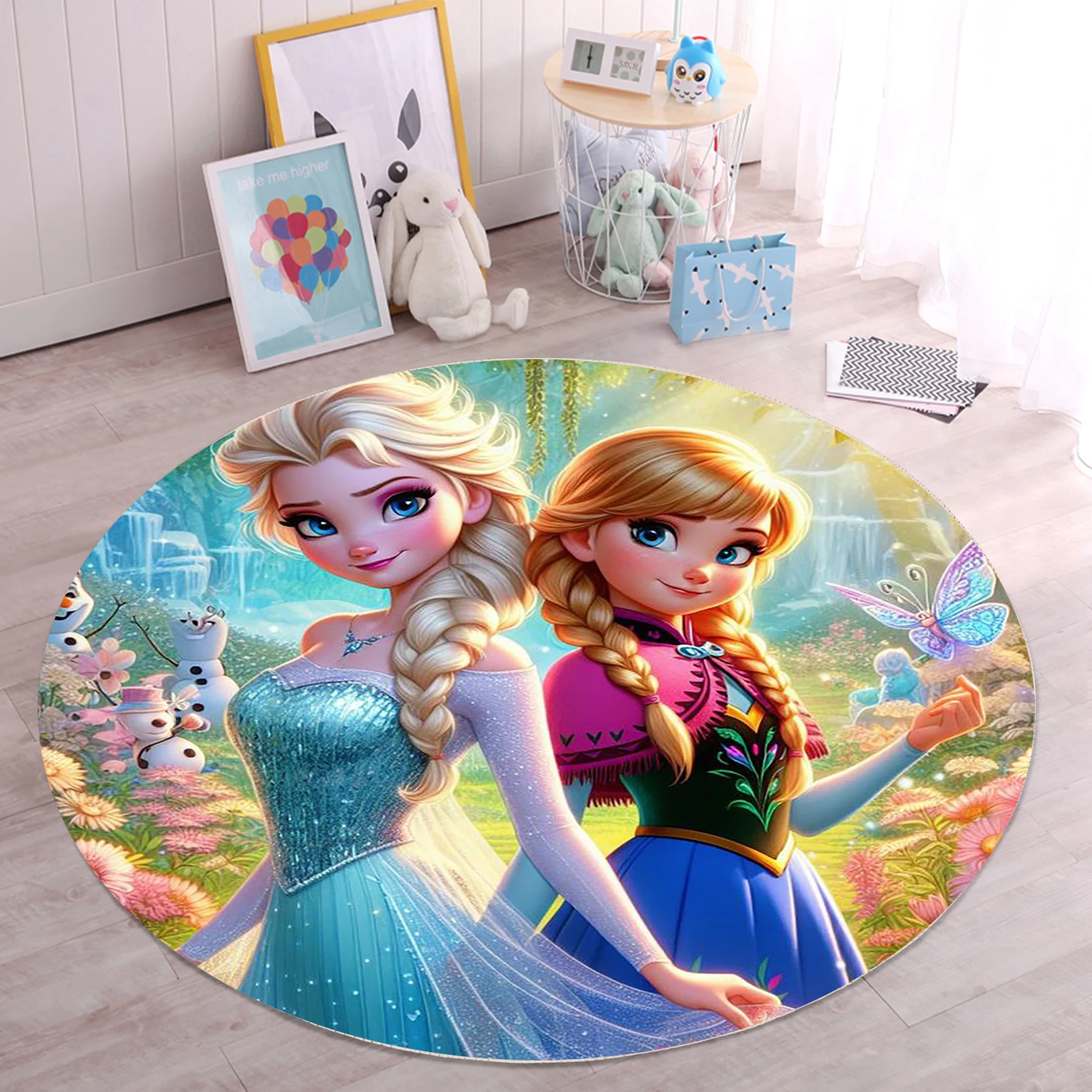 

Круглый ковер с героями мультфильмов «Холодное сердце», Анна, Эльза, принцесса Снежной королевы, ковер для спальни, гостиной, дивана, украшение, декор, напольный коврик, Рождество