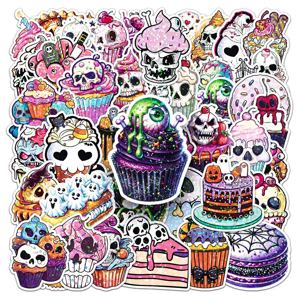 10/30/50Pcs Schädel Dessert Cartoon Aufkleber Halloween Dekoration Aufkleber Spielzeug Gothic Graffiti Skateboard Laptop Telefon Fall