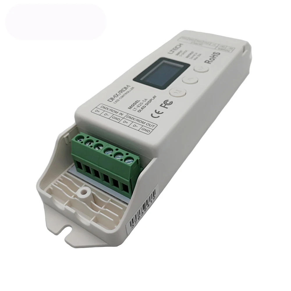 LTECH nowy dekoder Led DMX512 4-kanałowy kontroler listwa RGBW wyjściowy 12V 24V 5A/4CH DMX Slave PWM bity zed wyświetlacz LT-820-5A