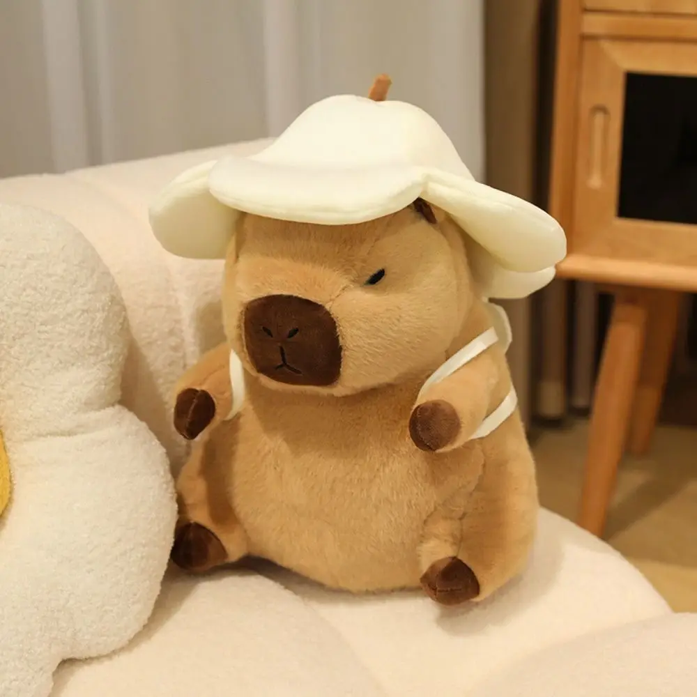 Cappello a fiore Capibara Peluche Bambola Zaino per animali Simulazione morbida Capibara Giocattolo Farcito in cotone PP Farcito Capibara