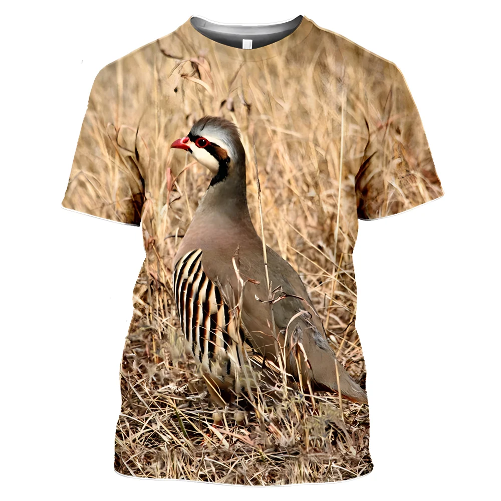 New T-shirt Mens Shirts Hunting Partridge Bird 3D Graphic Streetwear T shirt For Women Clothing Funny Harajuku Short Sleeve tops