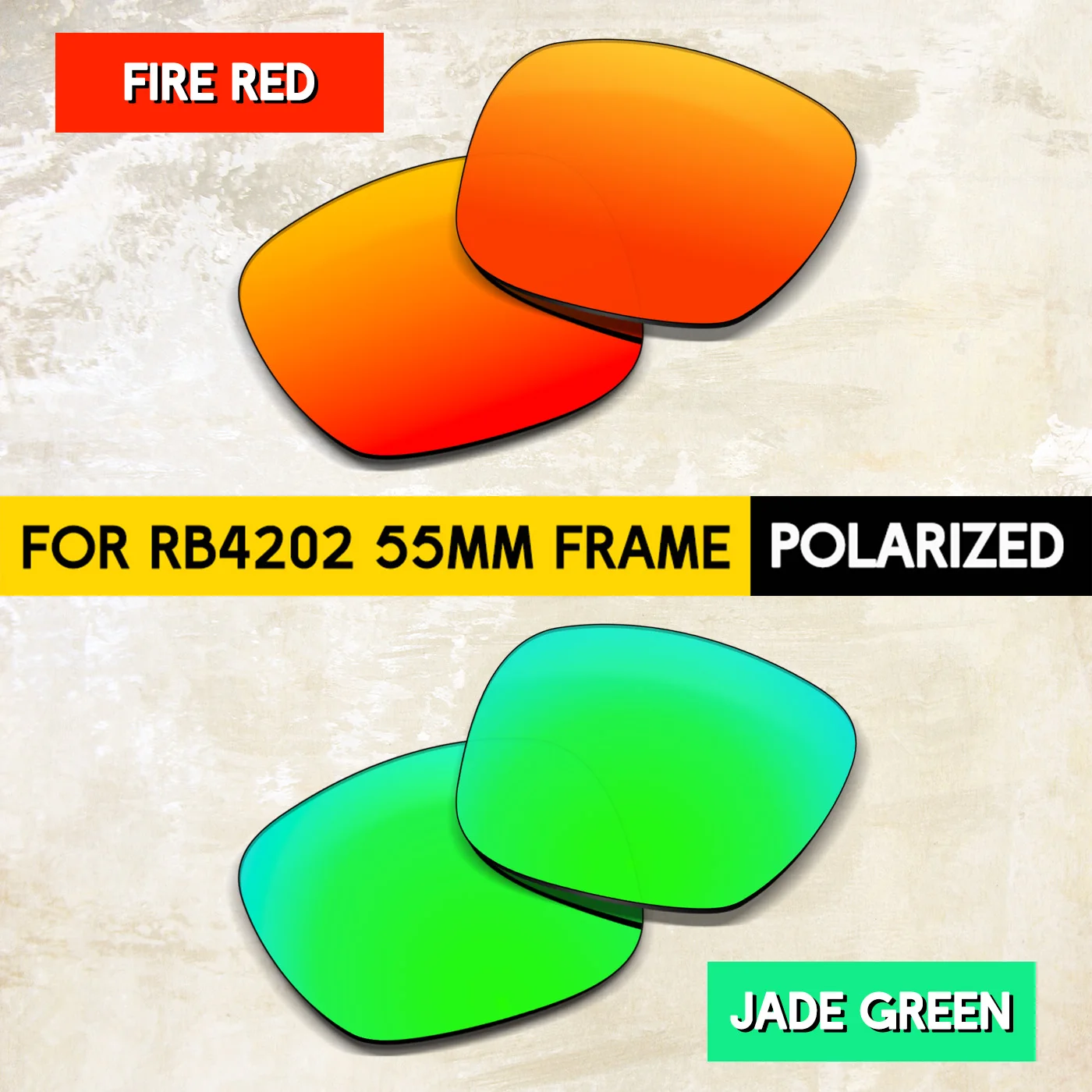 2 pairs Polarized Replacement Lenses for RB4202 55mm Sunglasses - Impact-Resistant Material