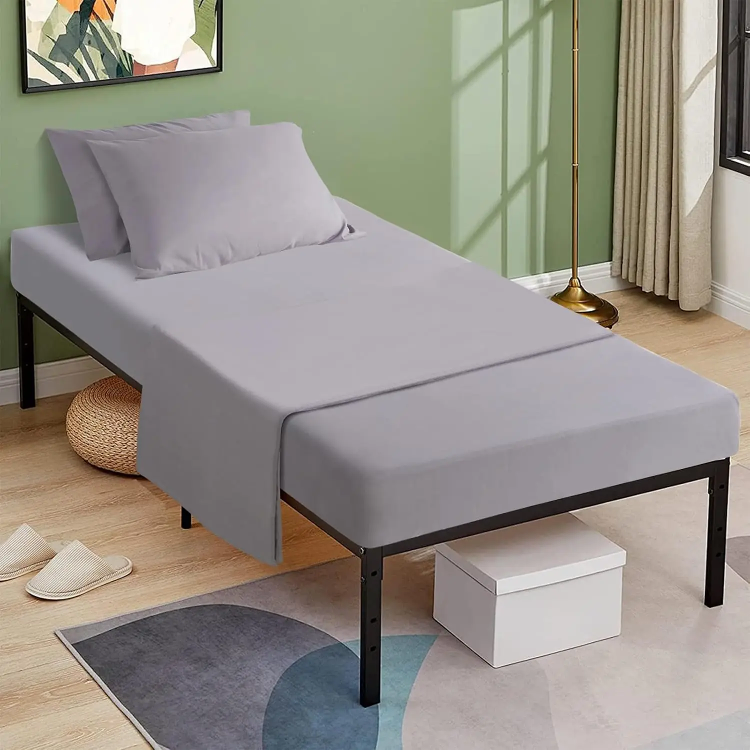 

Комплект из 4 простыней для узкого односпального матраса (31 x 75 дюймов), для автодомов и двухъярусных кроватей - мягкое и дышащее серое постельное белье